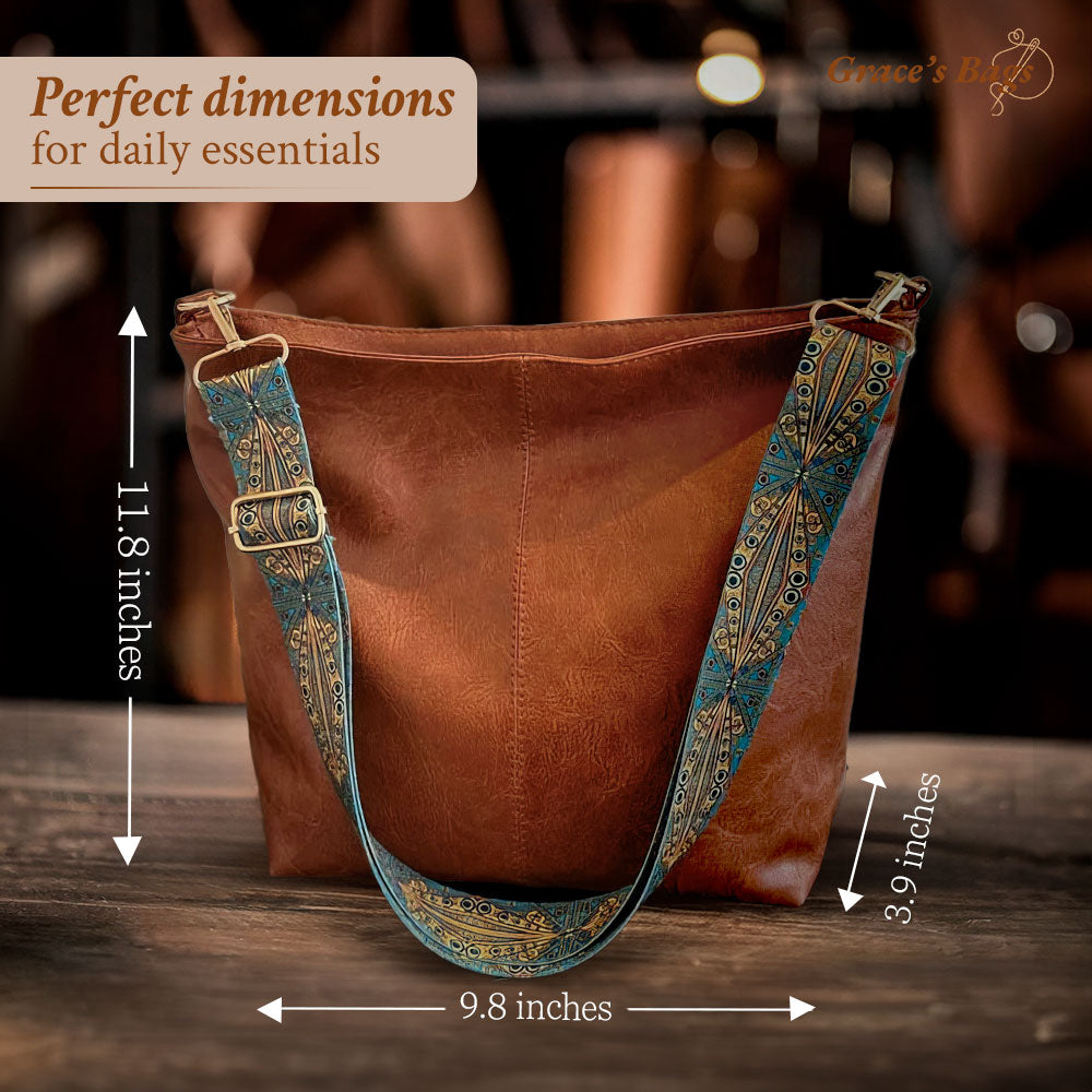 Elegantní vintage kožená taška přes rameno | Tamar's Vintage Charm