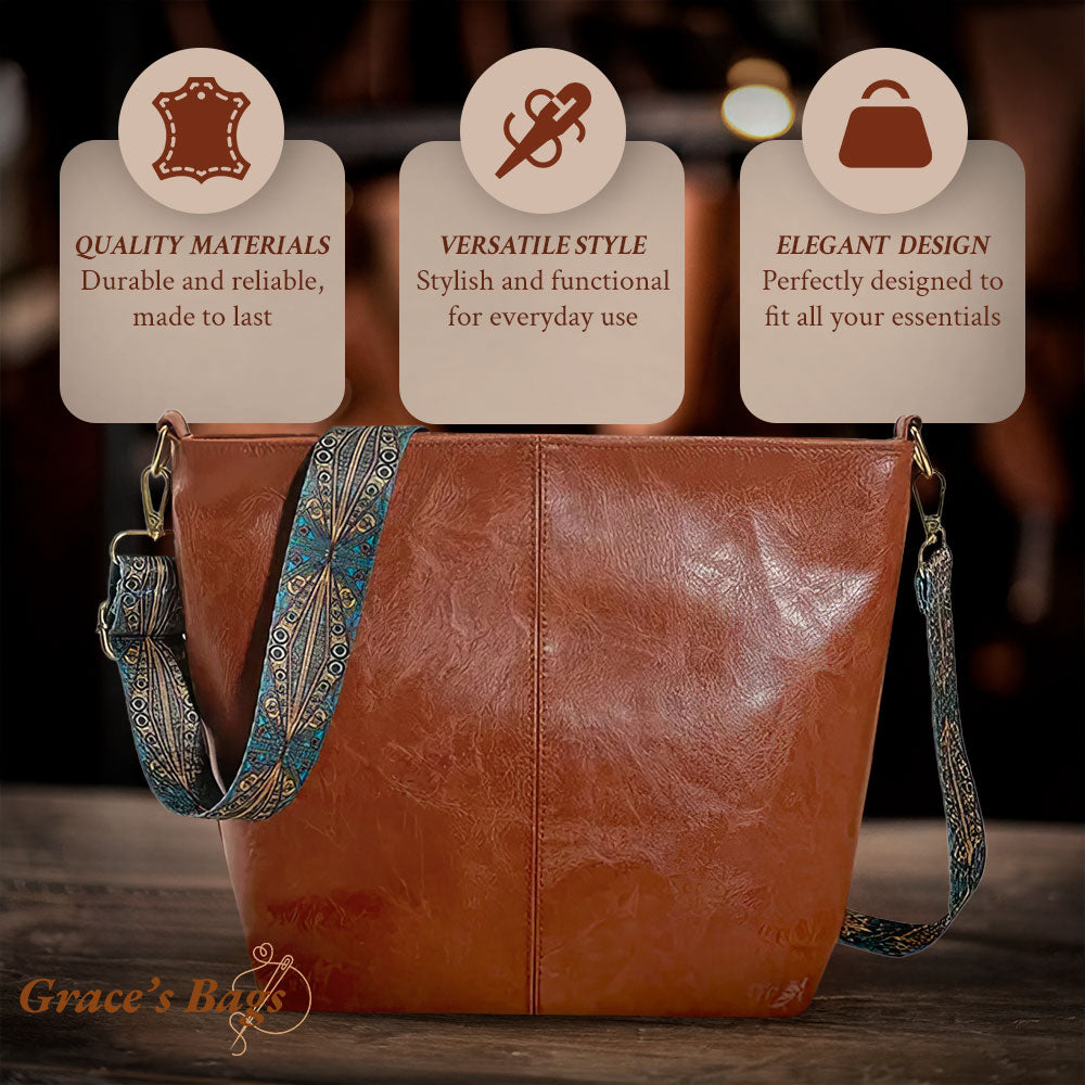 Elegantní vintage kožená taška přes rameno | Tamar's Vintage Charm