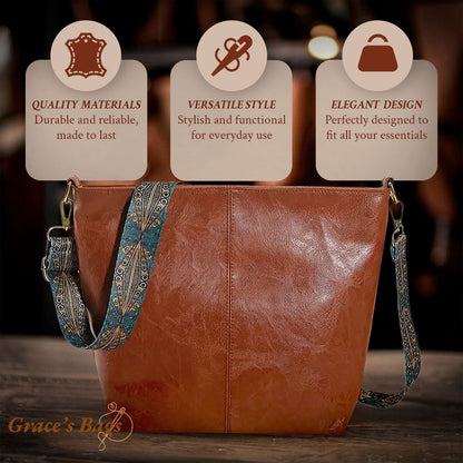 Elegantní vintage kožená taška přes rameno | Tamar's Vintage Charm