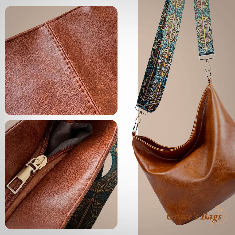 Elegantní vintage kožená taška přes rameno | Tamar's Vintage Charm